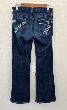 7 For All Mankind Dojo Flare Jeans 24 Blue Dark Wash Denim Retro Y2K Pockets USA
